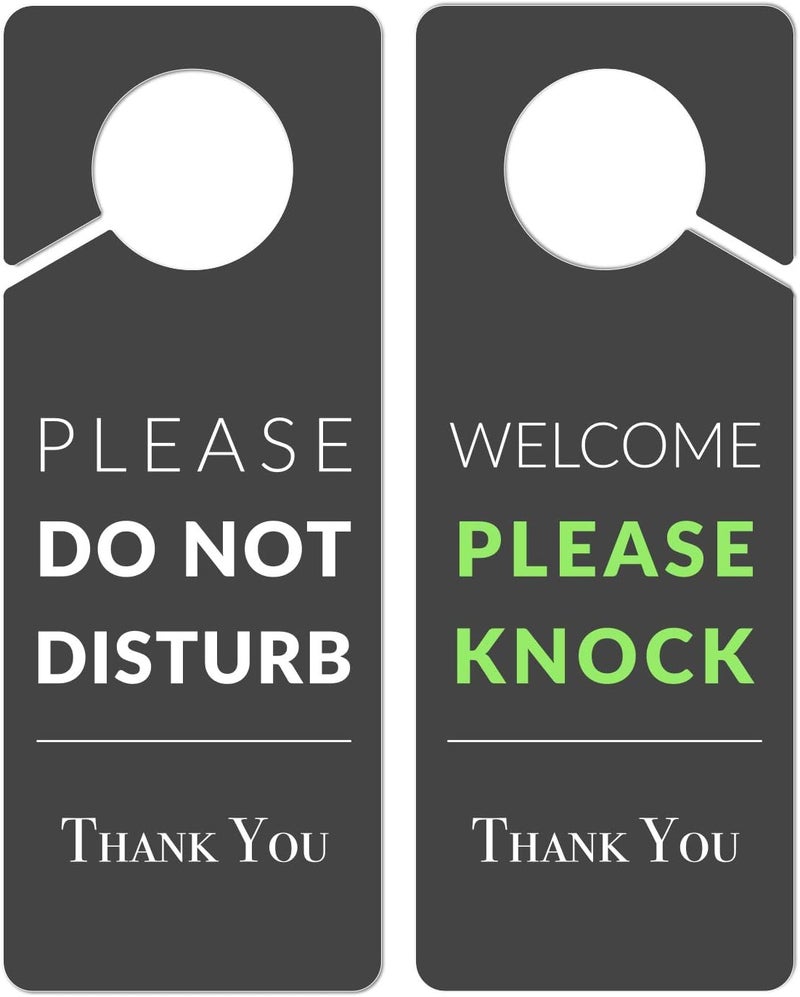 Fun-Plus Do Not Disturb Door Hanger Sign, 2 Pack (Printed on Both Sides), 9.3″x3.5″ PVC Plastic, Please Do Not Disturb Sign for Home, Office, Hotel, Bathroom, Bedroom, Counseling, Therapists, Clinic, Regular - Image 1