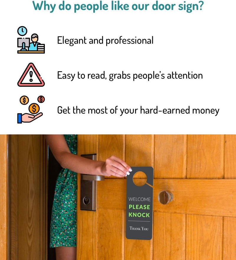 Fun-Plus Do Not Disturb Door Hanger Sign, 2 Pack (Printed on Both Sides), 9.3″x3.5″ PVC Plastic, Please Do Not Disturb Sign for Home, Office, Hotel, Bathroom, Bedroom, Counseling, Therapists, Clinic, Regular - Image 4