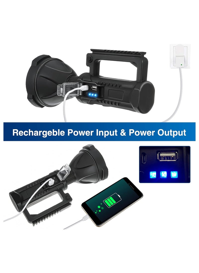 High Brightness Rechargeable LED Flashlight with Tripod Stand and 4 Modes, IPX5 Waterproof, Camping, Home Security, Emergency Flashlight