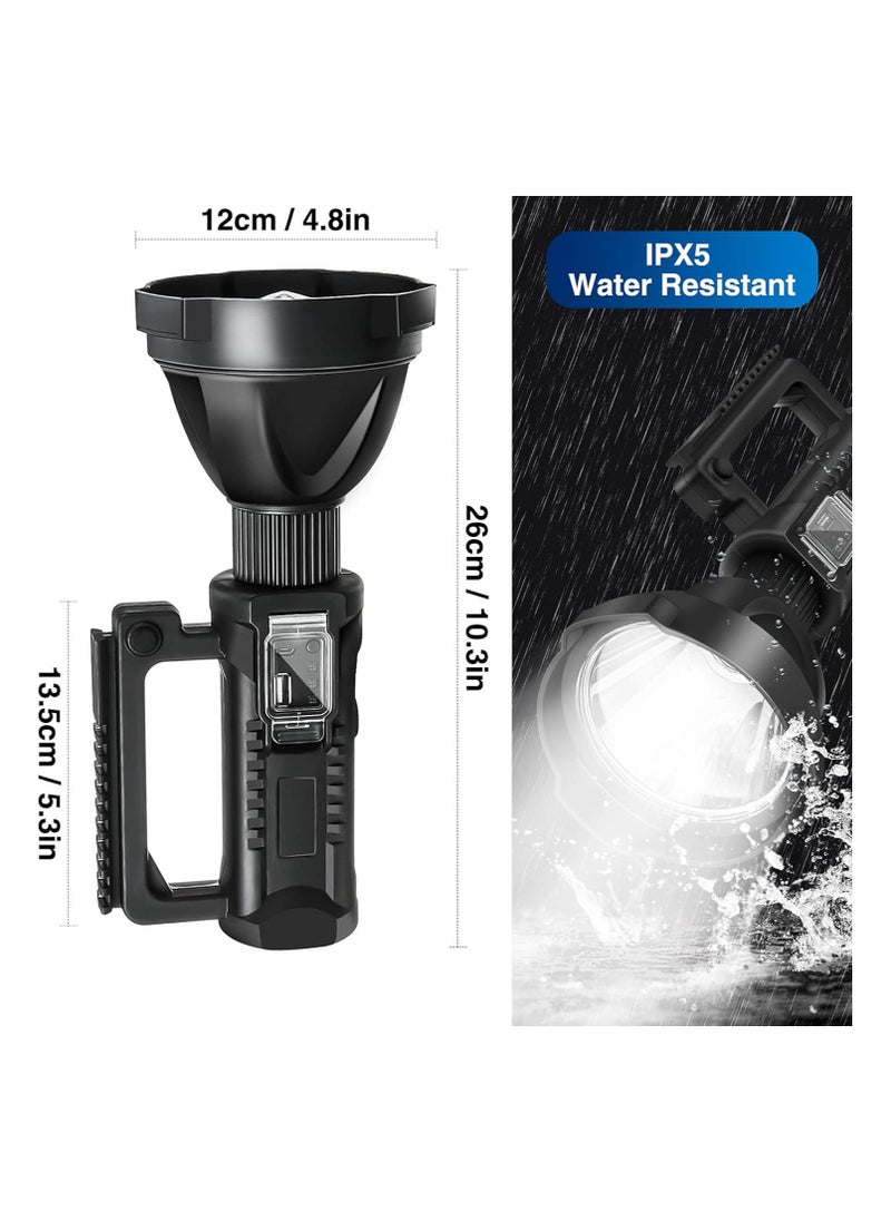 High Brightness Rechargeable LED Flashlight with Tripod Stand and 4 Modes, IPX5 Waterproof, Camping, Home Security, Emergency Flashlight