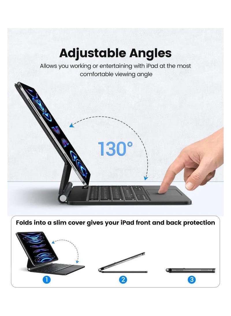 General - Magic Smart Bluetooth Keyboard Case Compatible with Samsung Galaxy Tab S10 FE 2025 (Model: SM-X520/X526B) with Trackpad RGB Backlit Keyboard - Image 1