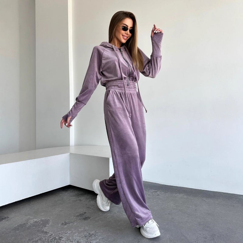 Women's Two-Piece Short Hoodie and Jogger Set - Image 1