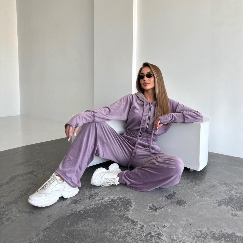 Women's Two-Piece Short Hoodie and Jogger Set - Image 2