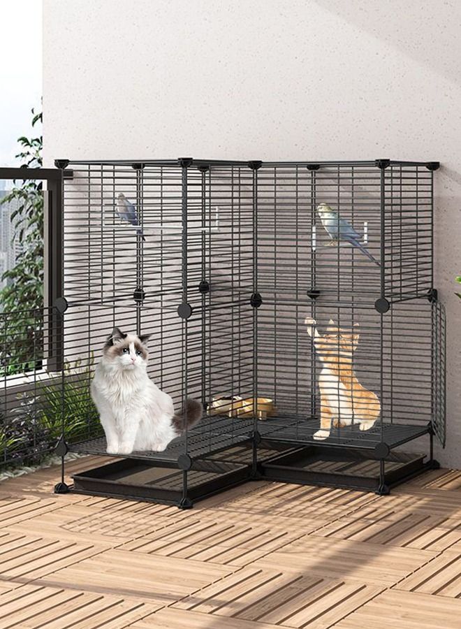 DIY Small Animal Pet Playpen with Door Rabbit Puppy Kitten Playpen | Indoor & Outdoor Portable Metal Wire Yard Fence 13pcs Pet Panels - Image 1