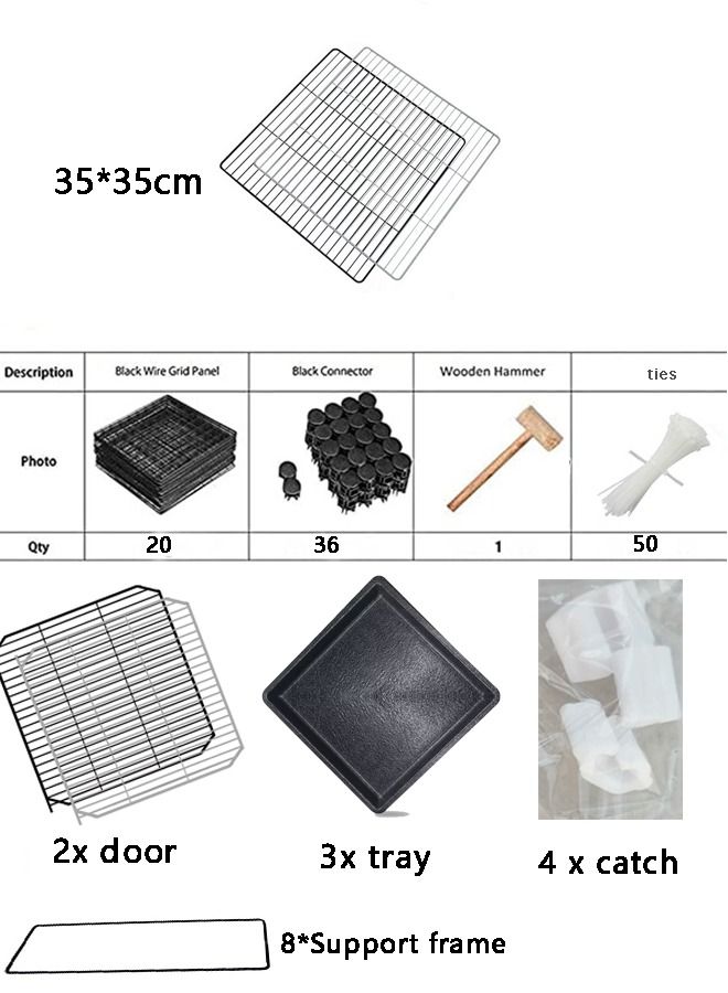 DIY Small Animal Pet Playpen with Door Rabbit Puppy Kitten Playpen | Indoor & Outdoor Portable Metal Wire Yard Fence 13pcs Pet Panels - Image 2