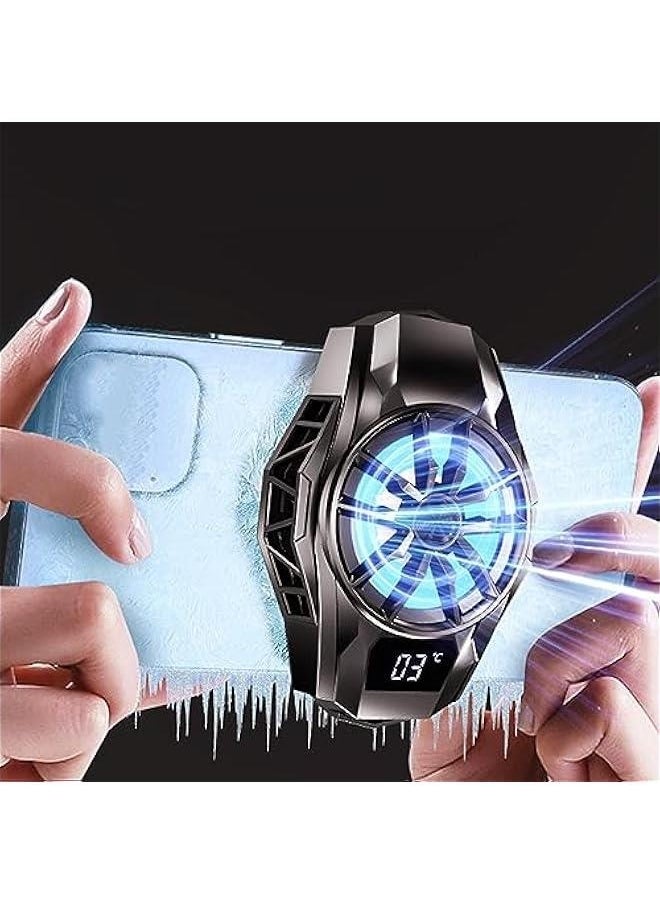 Generic Cell Phone Cooler, RGB Semiconductor Cellphone Radiator with Digital Display, Portable Lightweight Magnetic Mobile Phone Cooling Fan for Gaming Sreaming Waching Videos  - Image 1