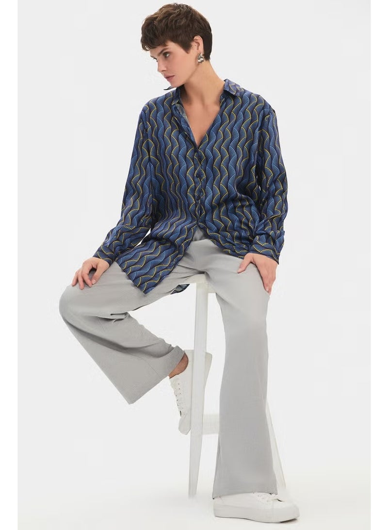 JUNE Women's Oversize/loose Cut Patterned Shirt - Image 2