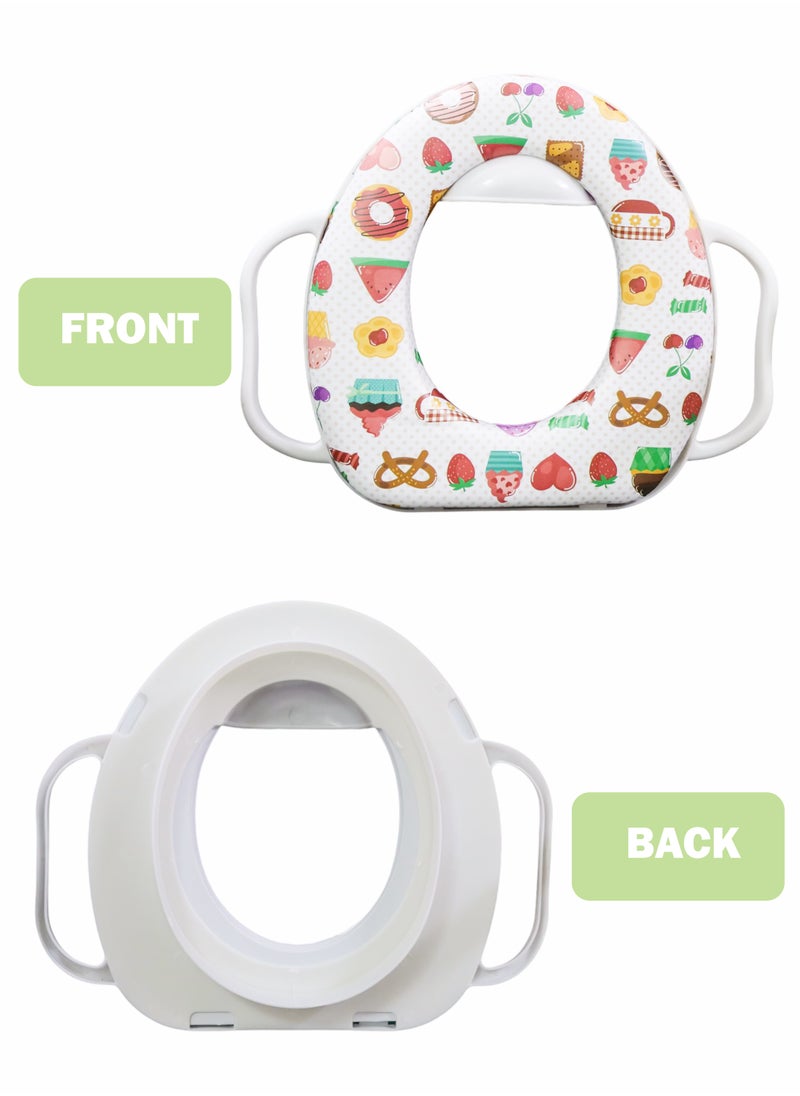 Toshionics Baby Potty Training Seat with Built-In Handles Splash Guard and Soft Detachable Cushion Comfortable and Secure Toilet Seat Cover for Infants Toddlers and Kids Portable Lightweight Easy to Clean and Compatible with Regular and Elongated Toilet Seats Travel-Friendly Potty Seat for Boys and Girls  - Image 2