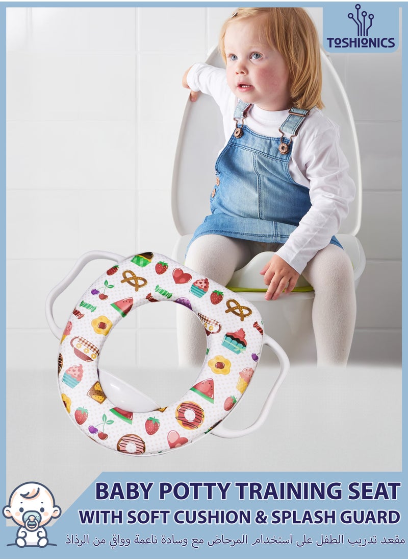 Toshionics Baby Potty Training Seat with Built-In Handles Splash Guard and Soft Detachable Cushion Comfortable and Secure Toilet Seat Cover for Infants Toddlers and Kids Portable Lightweight Easy to Clean and Compatible with Regular and Elongated Toilet Seats Travel-Friendly Potty Seat for Boys and Girls  - Image 1