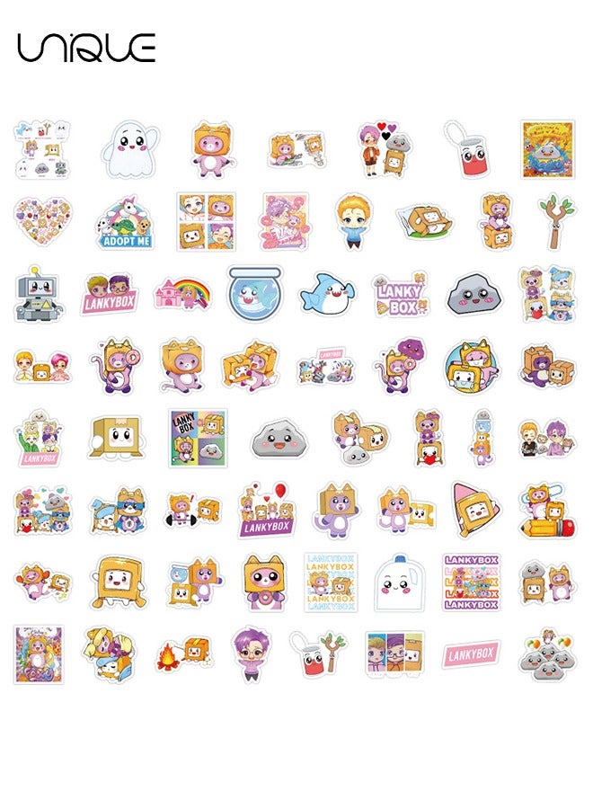 Unique 60Pcs Lankybox Theme Graffiti Stickers，Vinyl Waterproof Stickers for Water Bottles Laptop Phone Computer Guitar, Gifts for Teens, Girls, Fans - Image 2