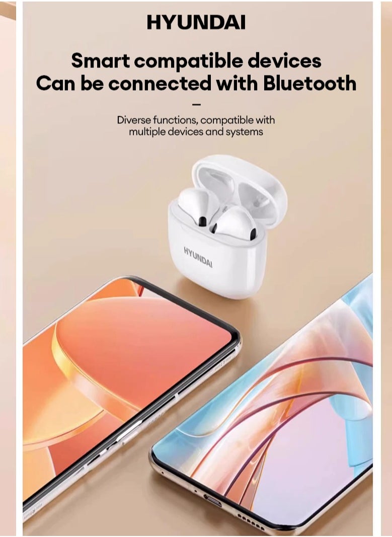 HYUNDAI - Hyundai HY-T02 Wireless Bluetooth Headphones-White - Image 1
