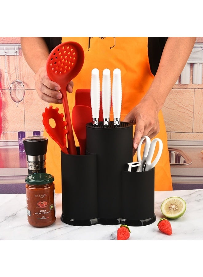 Safe Universal Knife Holder – 3-in-1 Kitchen Organizer, Drying Rack & Utensil Storage, Black - Image 5