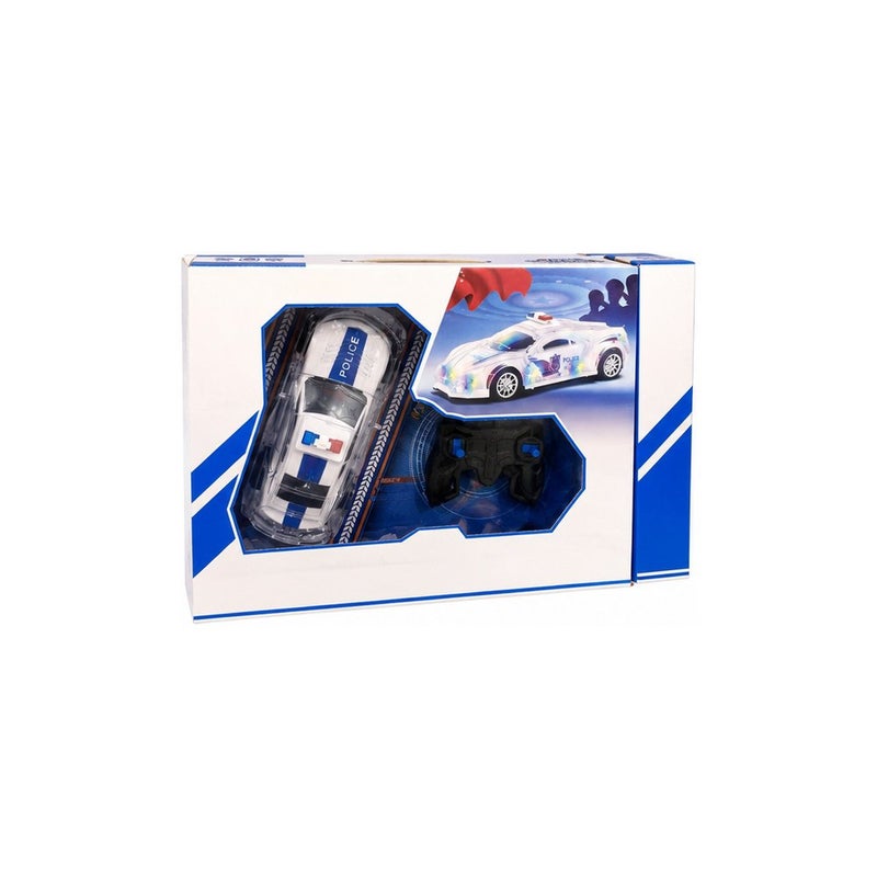 Remote Adventure: Remote-Controlled Police Car Toy for Young Players, White and Blue RC Sport Car with Lights - Image 2