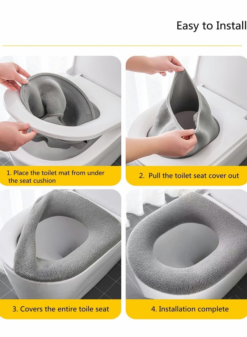 Toilet Seat Cover 4 Pack, Bathroom Soft Thicker Toilet Seat Cover Pad, Washable and Comfortable Warmer Toilet Lid Seat Cover - Image 3