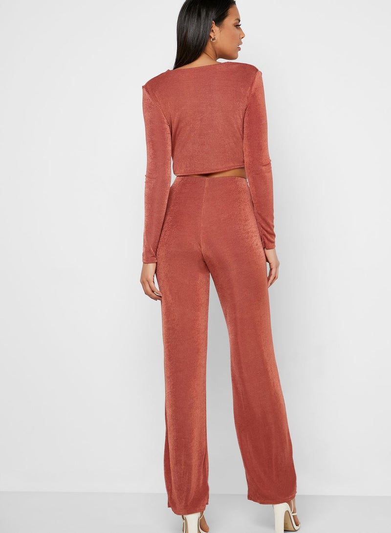 Missguided Belt Detail Straight Leg Pants - Image 2