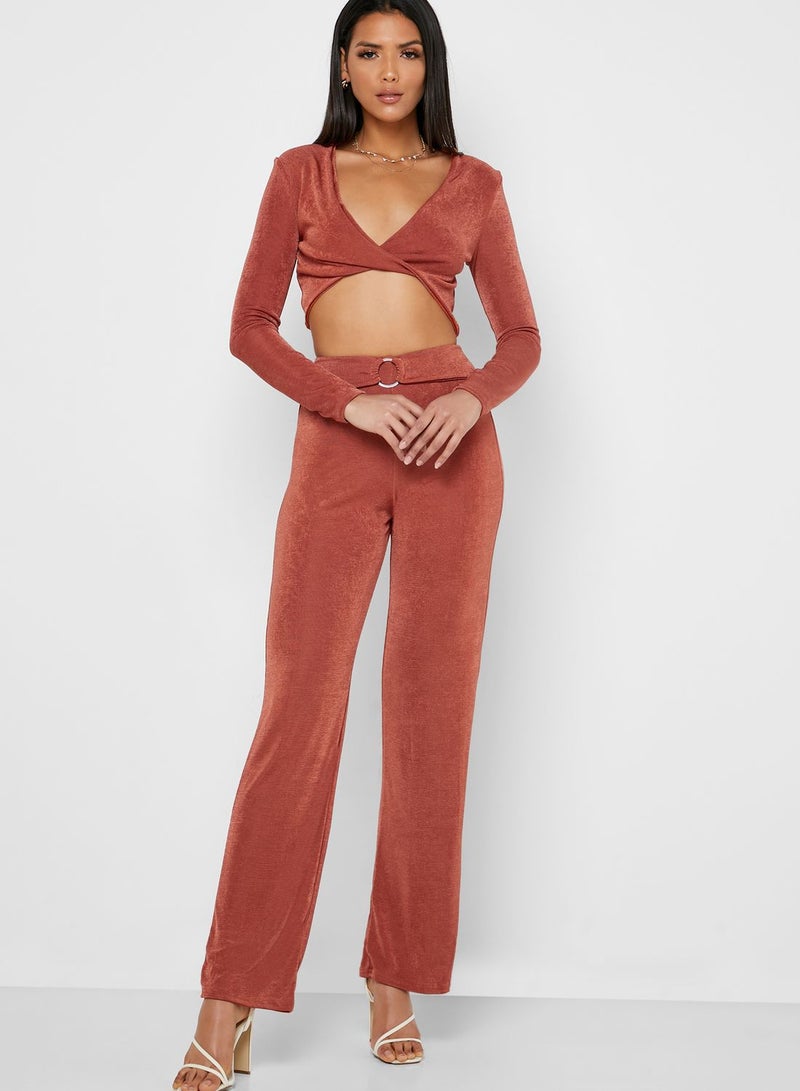 Missguided Belt Detail Straight Leg Pants - Image 5
