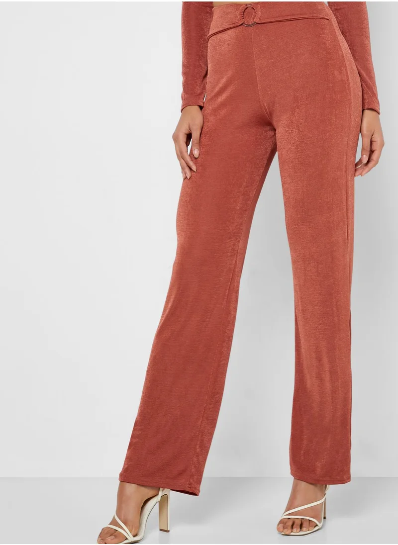 Missguided Belt Detail Straight Leg Pants