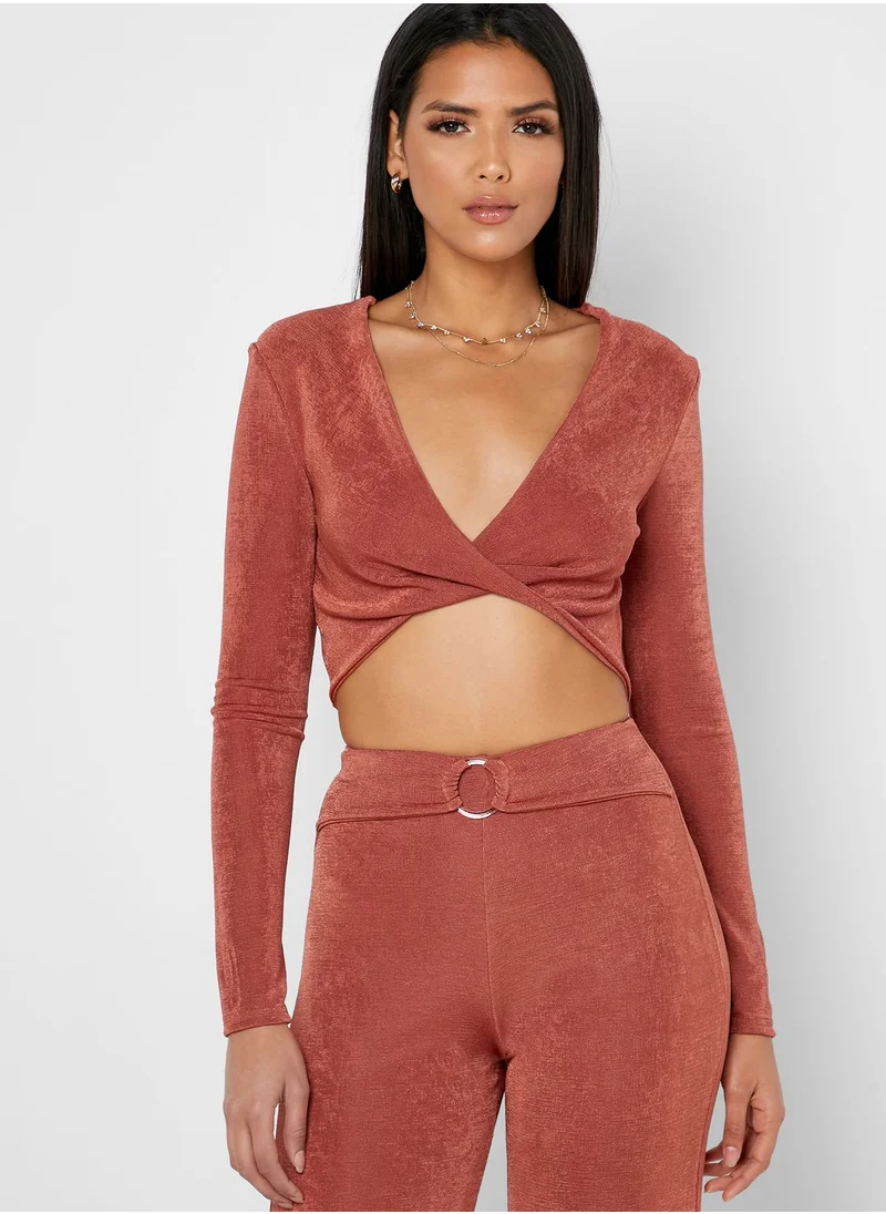 Missguided Belt Detail Straight Leg Pants