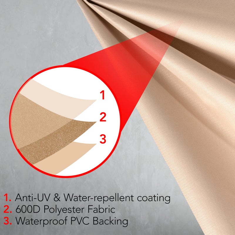 GrillTough Heavy Duty BBQ Grill Cover for Outdoor Grill, 58 Inch â€“ Waterproof, Weather Resistant, UV & Fade Resistant with Adjustable Straps â€“ Gas Grill Cover for Weber, Genesis, Charbroil, etc. Tan - Image 3