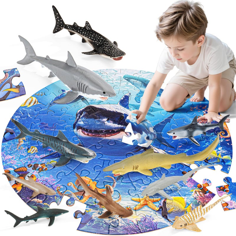 THINKBAY Shark Toys for Kids 10PCS 58 Realistic Shark Figurines 67PCS 20 Large Sea Ocean Animals Jigsaw Puzzles Toys for Kids Ages 46 Birthday Party Favors Gifts for Toddlers Boys Girls - Image 3