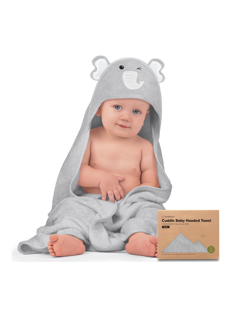 KeaBabies Hooded Baby Towel for Newborn - Viscose Derived from Bamboo Large Baby Bath Towels with Hood for Boys, Girls, Toddler, Extra Absorbent & Soft Newborn Bath Essentials (Elephant) - Image 1
