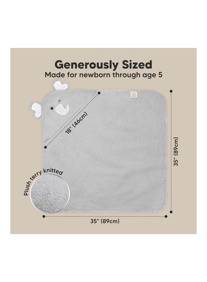 KeaBabies Hooded Baby Towel for Newborn - Viscose Derived from Bamboo Large Baby Bath Towels with Hood for Boys, Girls, Toddler, Extra Absorbent & Soft Newborn Bath Essentials (Elephant) - Image 4