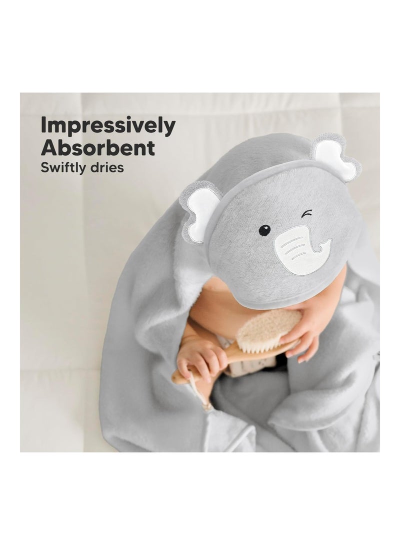 KeaBabies Hooded Baby Towel for Newborn - Viscose Derived from Bamboo Large Baby Bath Towels with Hood for Boys, Girls, Toddler, Extra Absorbent & Soft Newborn Bath Essentials (Elephant) - Image 5