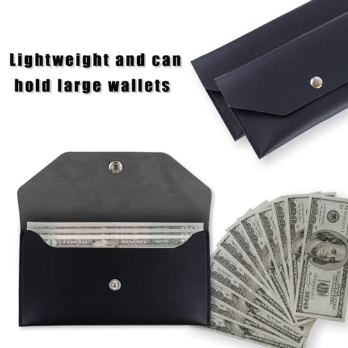 Abvsdu Cash Envelope Wallet, Reusable Envelope Wallet, Men's and Women's Genuine Leather Cashs Wallets, Money Envelopes for Cashs for Bill Planner（Black） - Image 4
