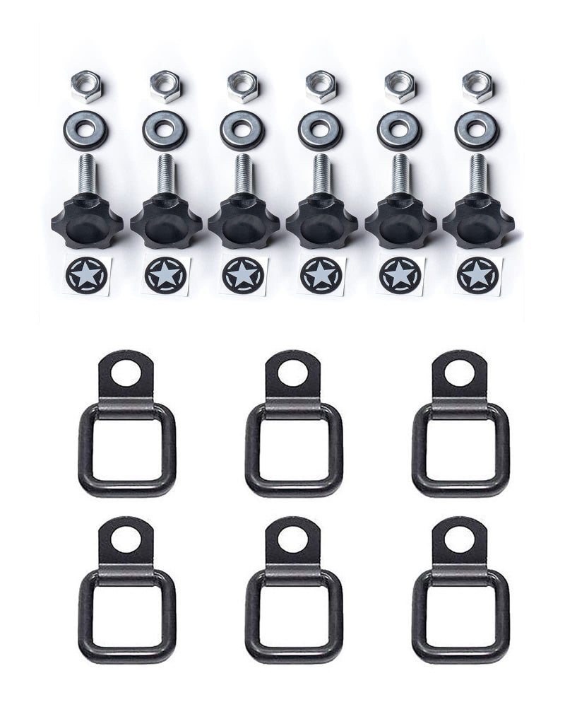 GPCA  GP Star Thumb Screws and DRings Set EasytoInstall M8 Bolt  Tie Downs for Quick Cargo Cover Installation Jeep Wrangler Accessories for 4xe JL JT JK and More Patented 6 Packs