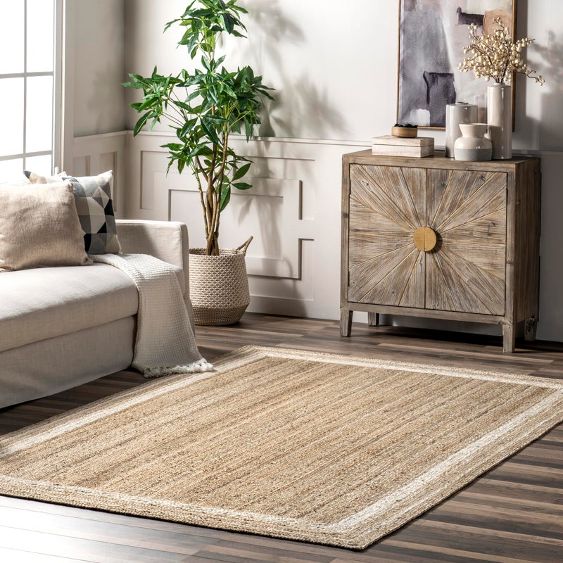 nuLOOM Rikki Coastal Braided Jute Area Rug 6x9 Offwhite