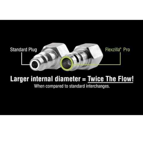 Flexzilla A53457FZ Pro High Flow Coupler & Plug Ki 7 Piece | 1/4" NPT | Push to Connect System | Allows Twice the Flow to Your Air Tools | Maximum Efficiency - Image 2