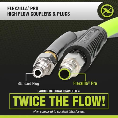 Flexzilla A53457FZ Pro High Flow Coupler & Plug Ki 7 Piece | 1/4" NPT | Push to Connect System | Allows Twice the Flow to Your Air Tools | Maximum Efficiency - Image 5