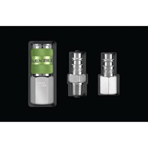Flexzilla A53457FZ Pro High Flow Coupler & Plug Ki 7 Piece | 1/4" NPT | Push to Connect System | Allows Twice the Flow to Your Air Tools | Maximum Efficiency - Image 3