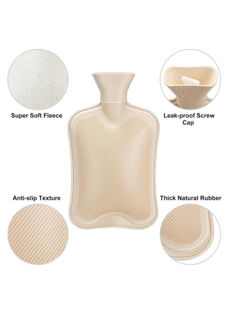 إسكدنيا زجاجة ماء ساخنة مغطاة بقماش الصوف الناعم 2 لتر زجاجة ماء ساخنة للعلاج بالحرارة والبرد لتخفيف الألم في الظهر والرقبة وآلام الدورة الشهرية. - Image 5