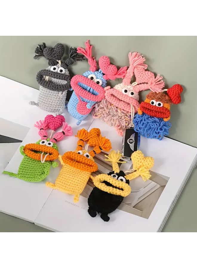 Bowknot Twist Braid Crochet Keychain Cover Soft Fabric Key Shell Protector for Women Girls - Image 1