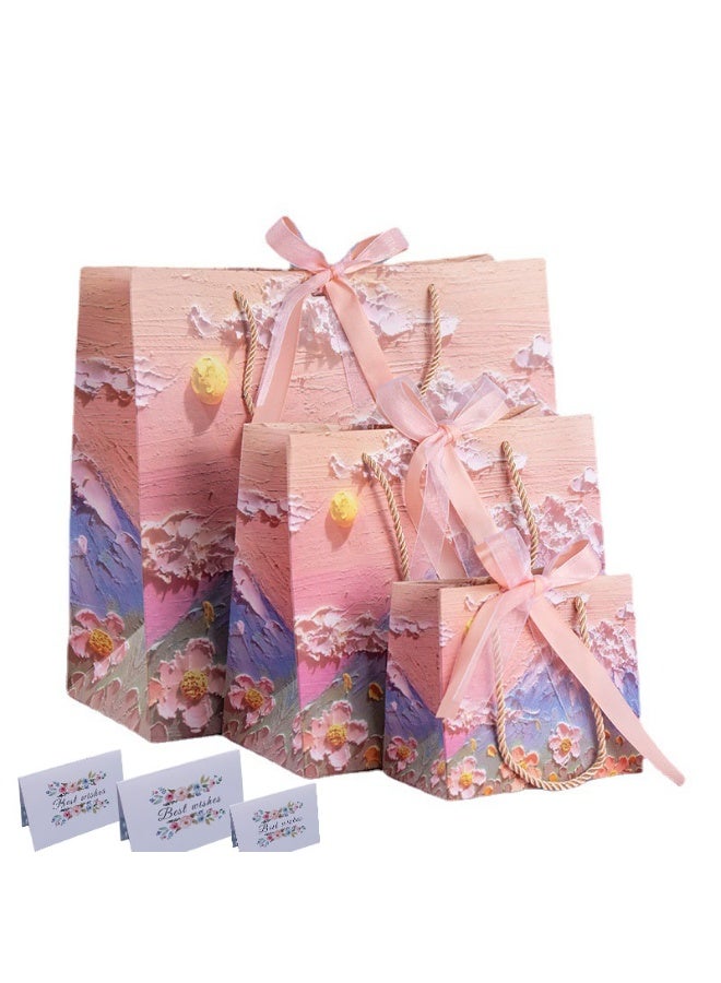 NIBEMINENT 3-Piece Color Gift Bag with Handle, Oil Painting Gift Paper Bags Medium Size Small Gift Bags Birthday Craft Paper Gift Bags for Presents,Birthdays, Mother's Day,Weddings, Party  - Image 1