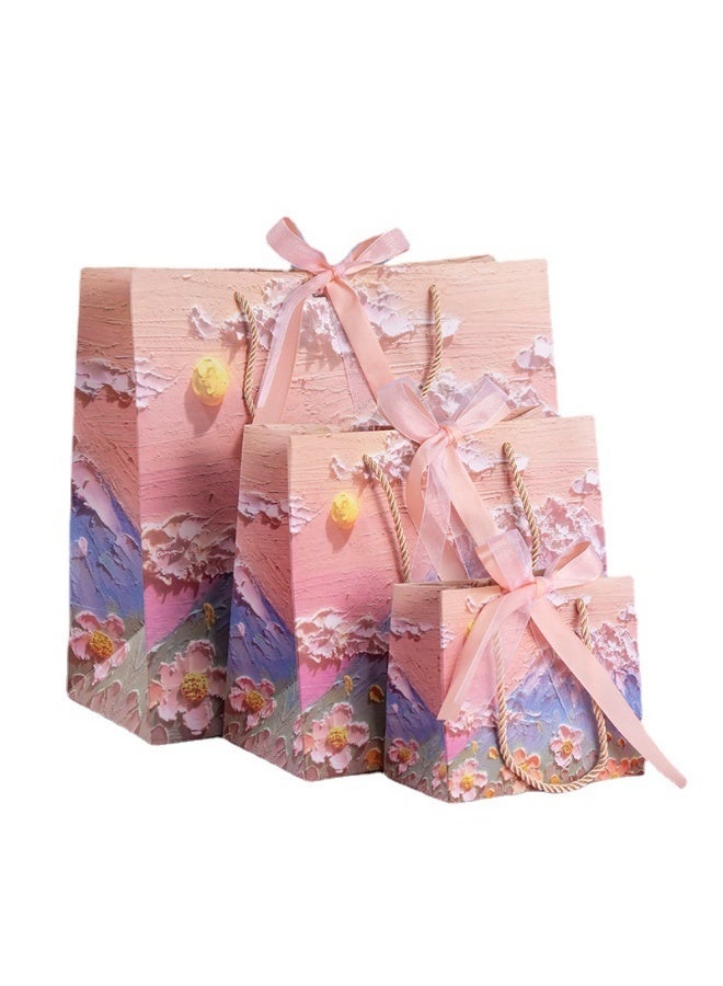 NIBEMINENT 3-Piece Color Gift Bag with Handle, Oil Painting Gift Paper Bags Medium Size Small Gift Bags Birthday Craft Paper Gift Bags for Presents,Birthdays, Mother's Day,Weddings, Party - Image 1