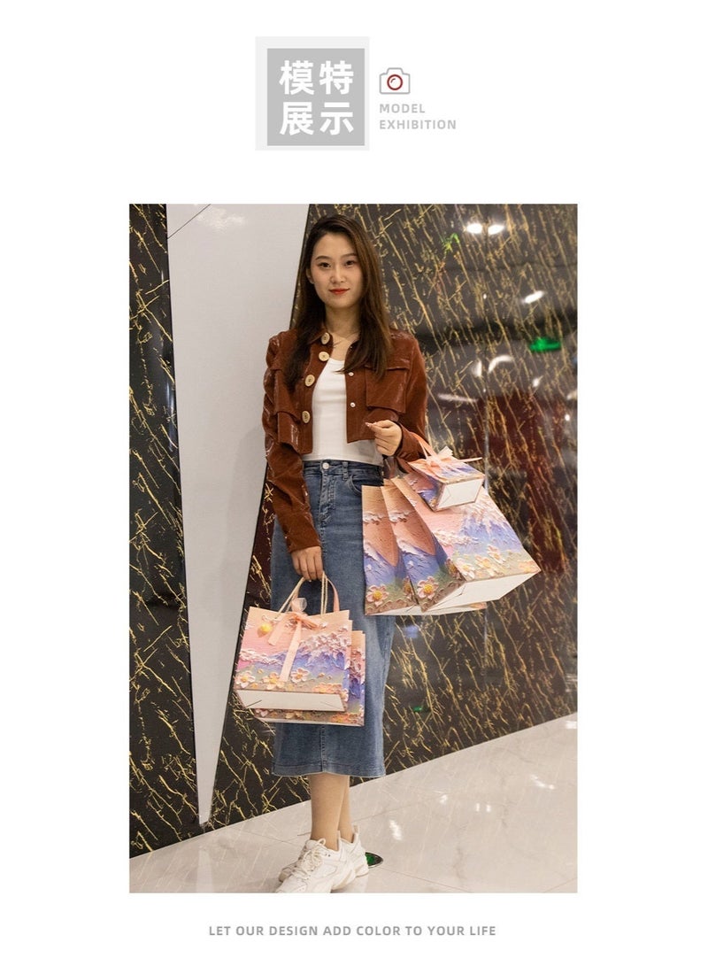 NIBEMINENT 3-Piece Color Gift Bag with Handle, Oil Painting Gift Paper Bags Medium Size Small Gift Bags Birthday Craft Paper Gift Bags for Presents,Birthdays, Mother's Day,Weddings, Party - Image 5