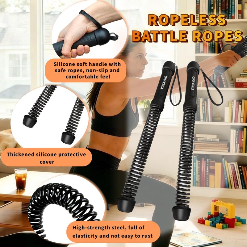 YUSAVHO Ropeless Battle Ropes for Home Gym-Portable Cordless Training Rope Fitness Equipment for Men & Women,Weighted Workout Ropes for HIIT,Versatile Exercise Equipment for Home and Travel(Black) - Image 3