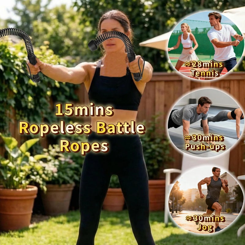 YUSAVHO Ropeless Battle Ropes for Home Gym-Portable Cordless Training Rope Fitness Equipment for Men & Women,Weighted Workout Ropes for HIIT,Versatile Exercise Equipment for Home and Travel(Black) - Image 5