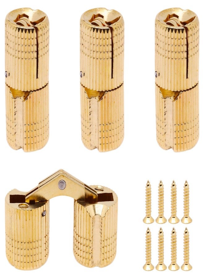 BENLIUDH 12mm Brass Barrel Hinges Cylindrical Hidden Cabinet Concealed Invisible Furniture Hinges Mount 180 Degree Opening Angle 4 Pcs - Image 1