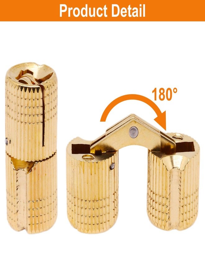 BENLIUDH 12mm Brass Barrel Hinges Cylindrical Hidden Cabinet Concealed Invisible Furniture Hinges Mount 180 Degree Opening Angle 4 Pcs - Image 3