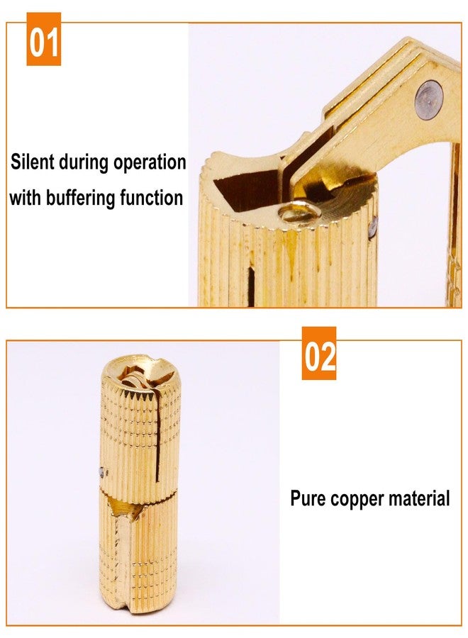 BENLIUDH 12mm Brass Barrel Hinges Cylindrical Hidden Cabinet Concealed Invisible Furniture Hinges Mount 180 Degree Opening Angle 4 Pcs - Image 4
