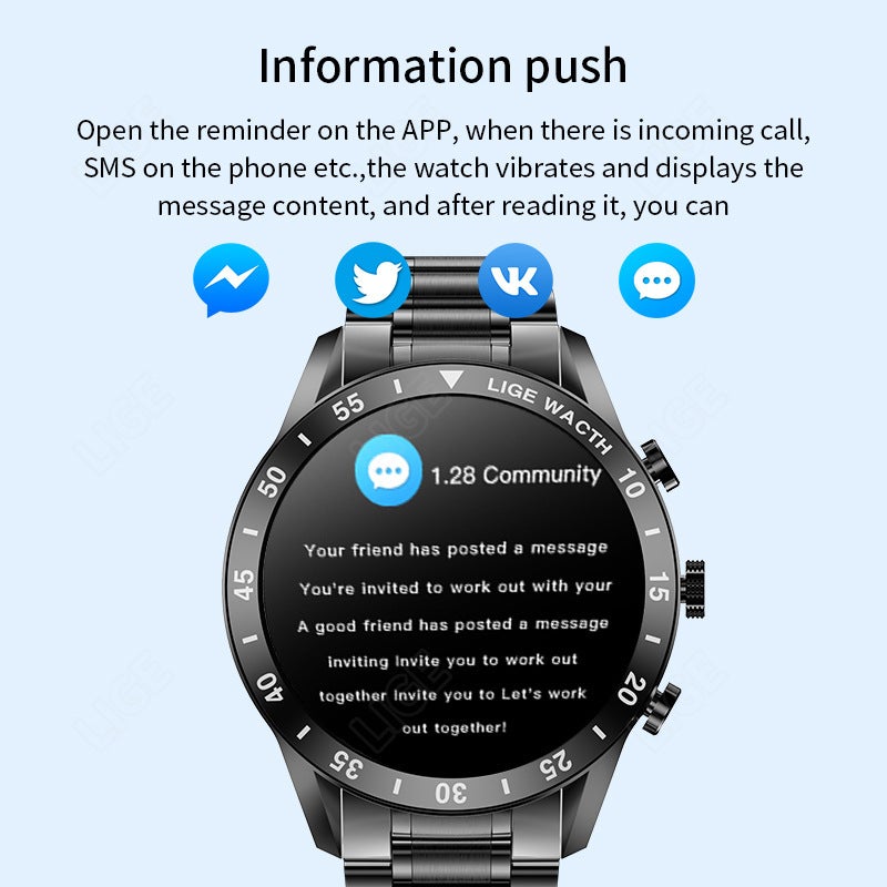 Lige Lige Bluetooth Call Smart Watch Step Counting Sports Steel Band Multifunctional Men'S Bracelet Watch 0321 - Image 3