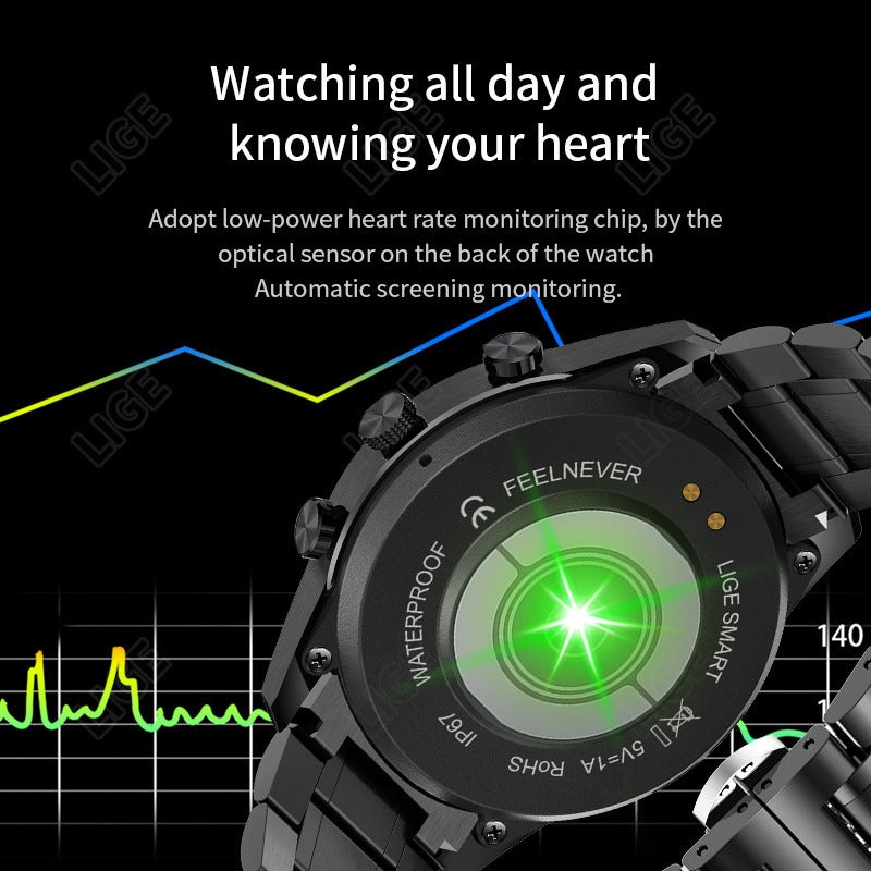 Lige Lige Bluetooth Call Smart Watch Step Counting Sports Steel Band Multifunctional Men'S Bracelet Watch 0321 - Image 5