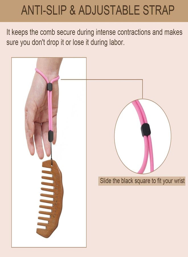 Moreinday Wooden Labor Comb for Pain, Birthing Comb for Labor Pain with Wrist Strip and Gift Box - Peach Wood - Image 4