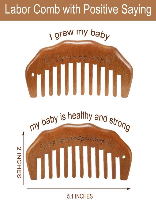 Moreinday Wooden Labor Comb for Pain, Birthing Comb for Labor Pain with Wrist Strip and Gift Box - Peach Wood - Image 3