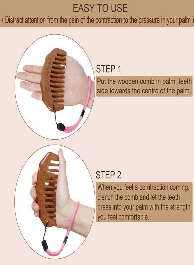 Moreinday Wooden Labor Comb for Pain, Birthing Comb for Labor Pain with Wrist Strip and Gift Box - Peach Wood - Image 5