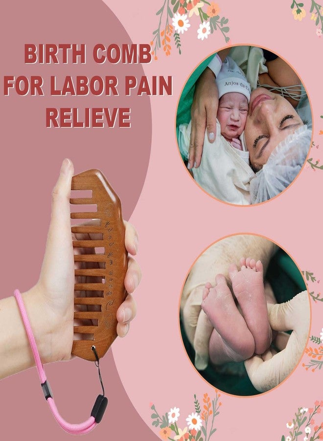 Moreinday Wooden Labor Comb for Pain, Birthing Comb for Labor Pain with Wrist Strip and Gift Box - Peach Wood - Image 2