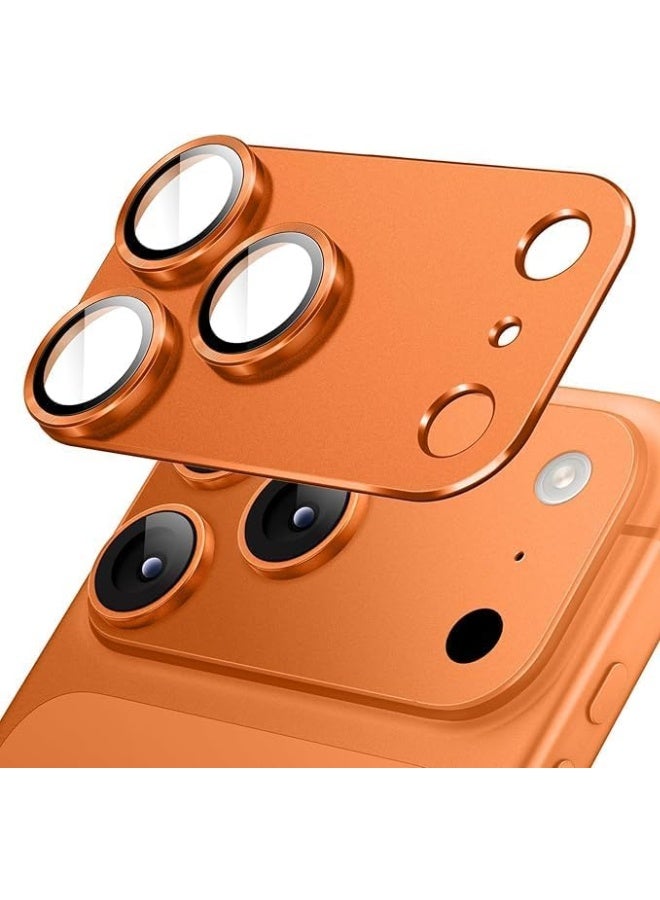 TIGER Camera Lens Protector for iPhone 17 Pro Max 6.9" | Full Coverage 9H Tempered Glass, Matte Metal Plate, Case Friendly, Scratch-Resistant, Orange Frame, 1-Pack - Image 1